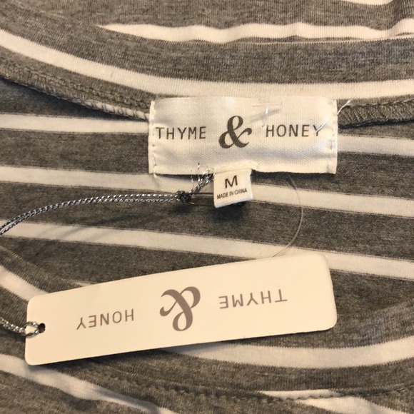 NWT Thyme & Honey Gray Striped Bell Sleeve Dress - Picture 12 of 14